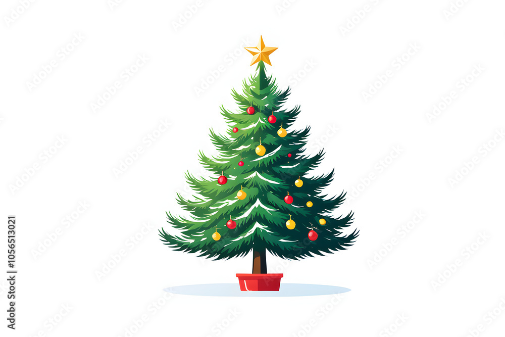 neat and cute tree icon with a white background, christmas tree with balls and snowflakes, christmas tree and decoration neat and cute tree icon with a white background, christmas tree with balls and snowflakes, christmas tree and decoration