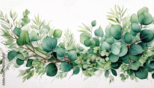 手描きの水彩画で描かれたリーフ