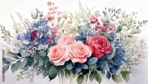 手描きの水彩画で描かれた花