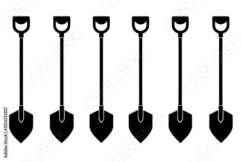 Shovel Silhouette set on white background.