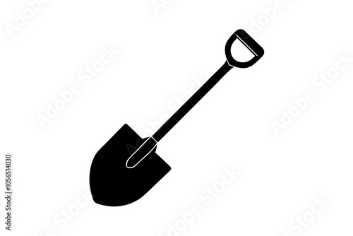 Shovel silhouette isolated on white background.