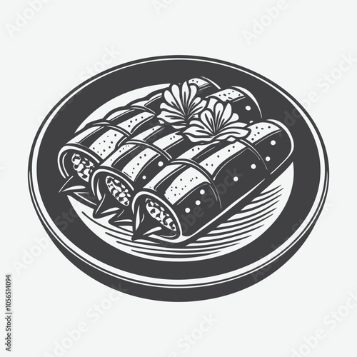 Enchiladas Silhouette Vector Illustration Isolated on White Background for Mexican Food Design Projects