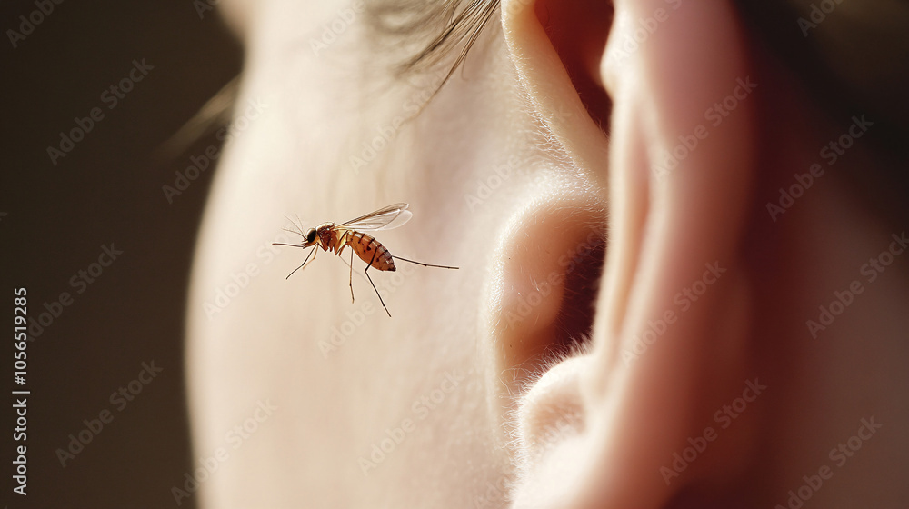 Obraz premium macro of Mosquito Suck in blood,Mosquito using mouth drill through, mosquitoes are carrier of human and animal diseases,selecttive focus.