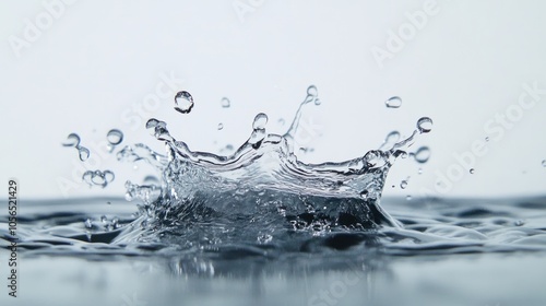 A burst of clear water splashing in mid-air with droplets flying