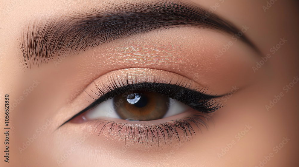 Soft Focus on Eye With Natural Liner Look, capturing a subtle, everyday eyeliner style with soft shadows Soft Focus on Eye With Natural Liner Look, capturing a subtle, everyday eyeliner style with soft shadows