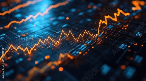 Wallpaper Mural Digital financial data visualization with fluctuating graphs. Torontodigital.ca