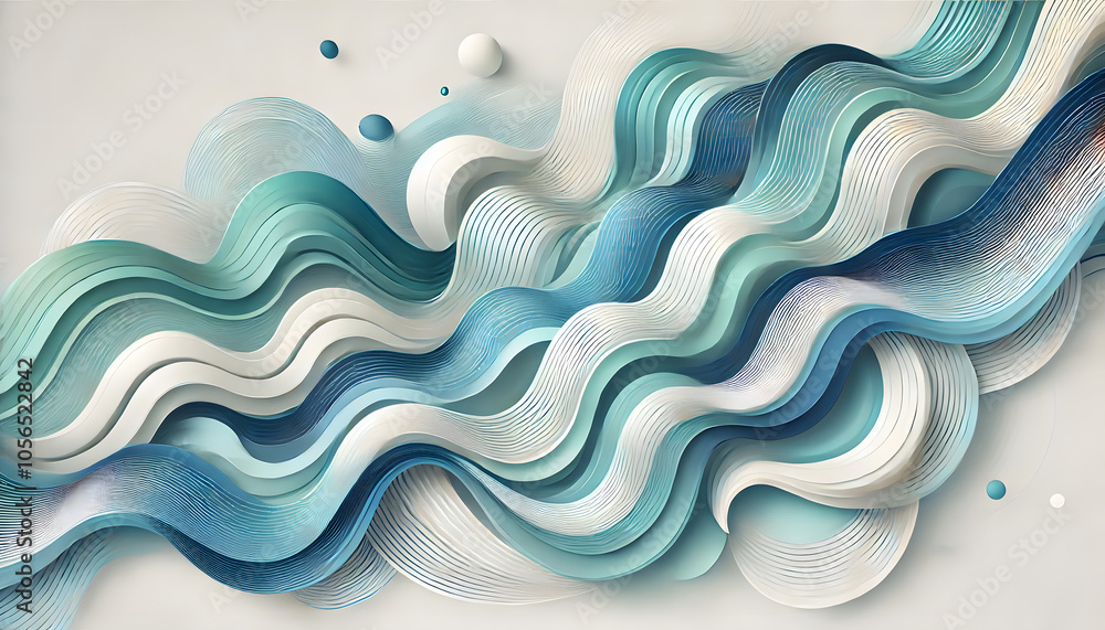 Fototapeta premium 抽象的な青と白の波状パターン背景
