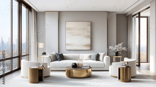 A sleek minimalist living r...
