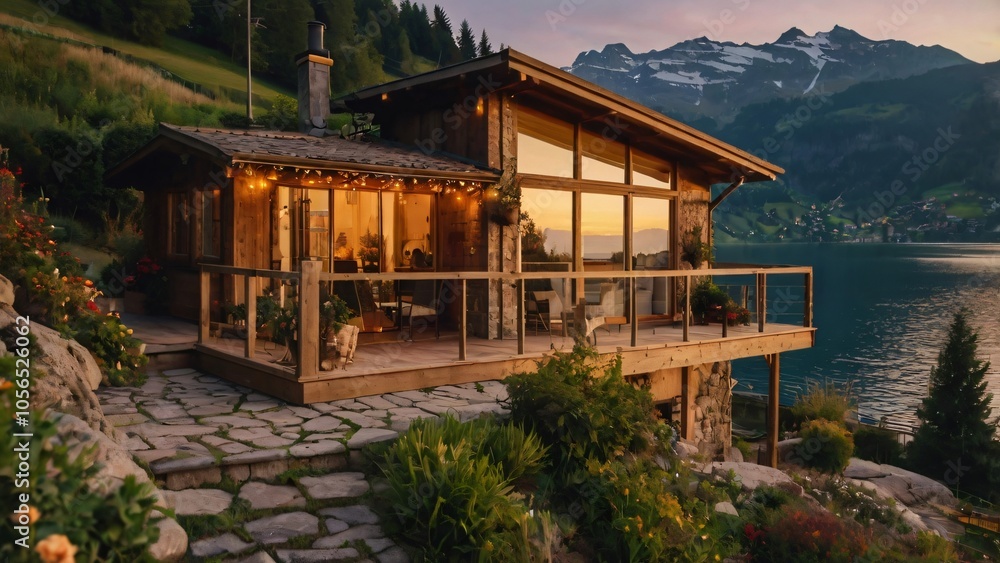Modern Cabin With Mountain View and Lake in Switzerland Modern Cabin With Mountain View and Lake in Switzerland