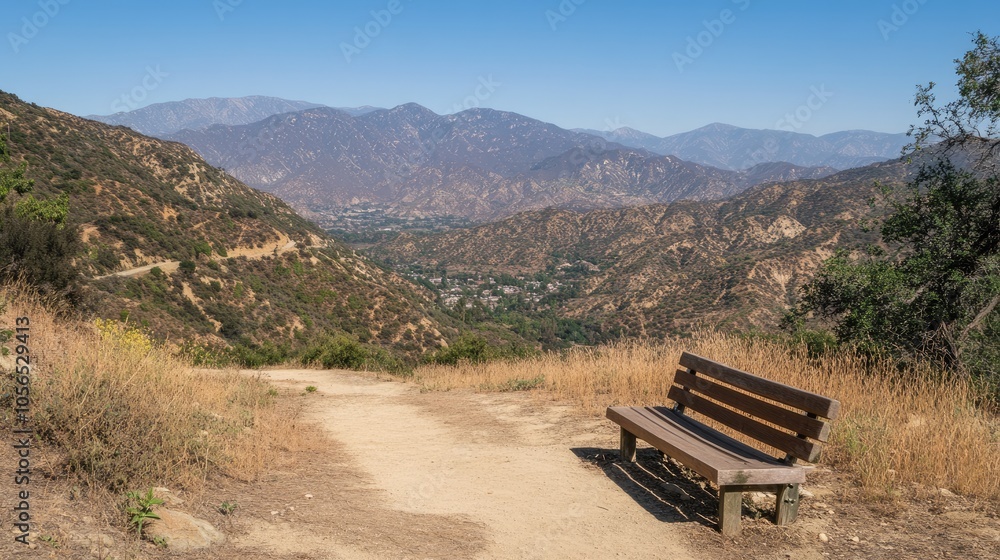 Scenic Viewpoint Bench in Mountain Landscape Scenic Viewpoint Bench in Mountain Landscape