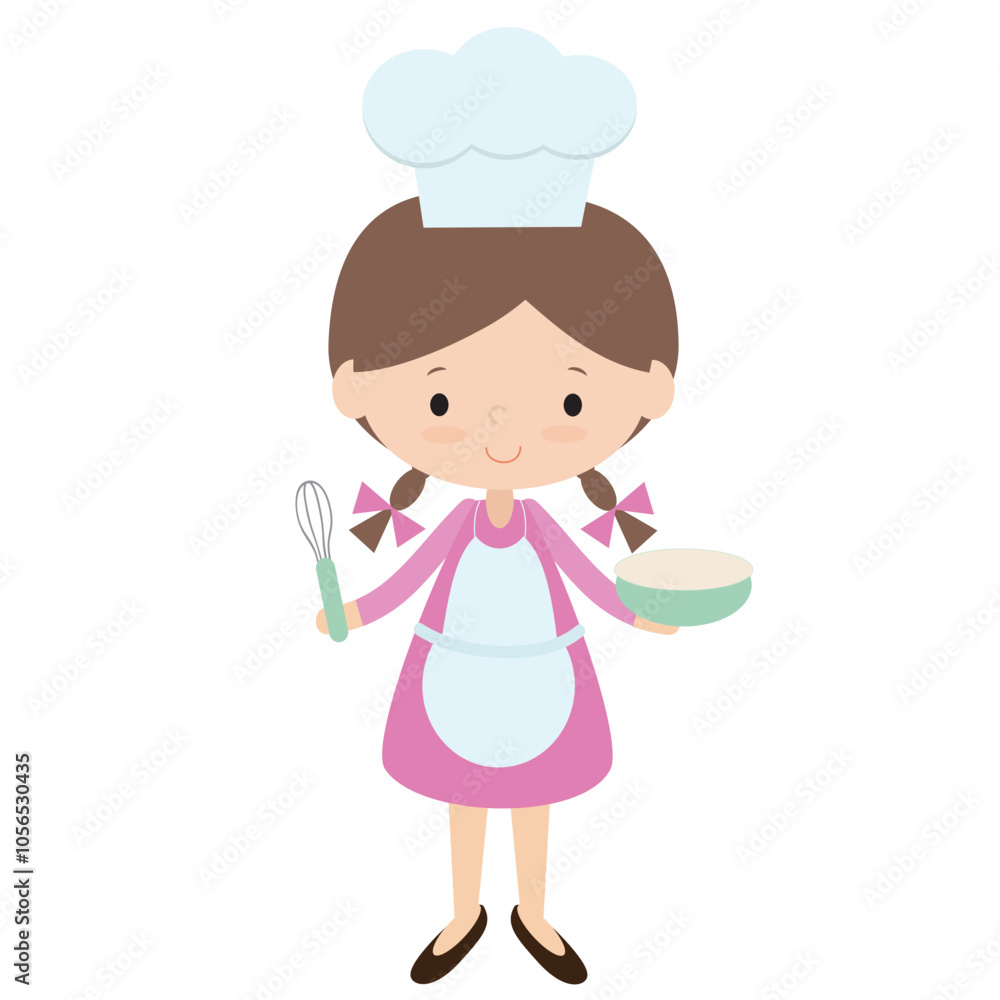 Cute baking girl vector cartoon illustration Cute baking girl vector cartoon illustration