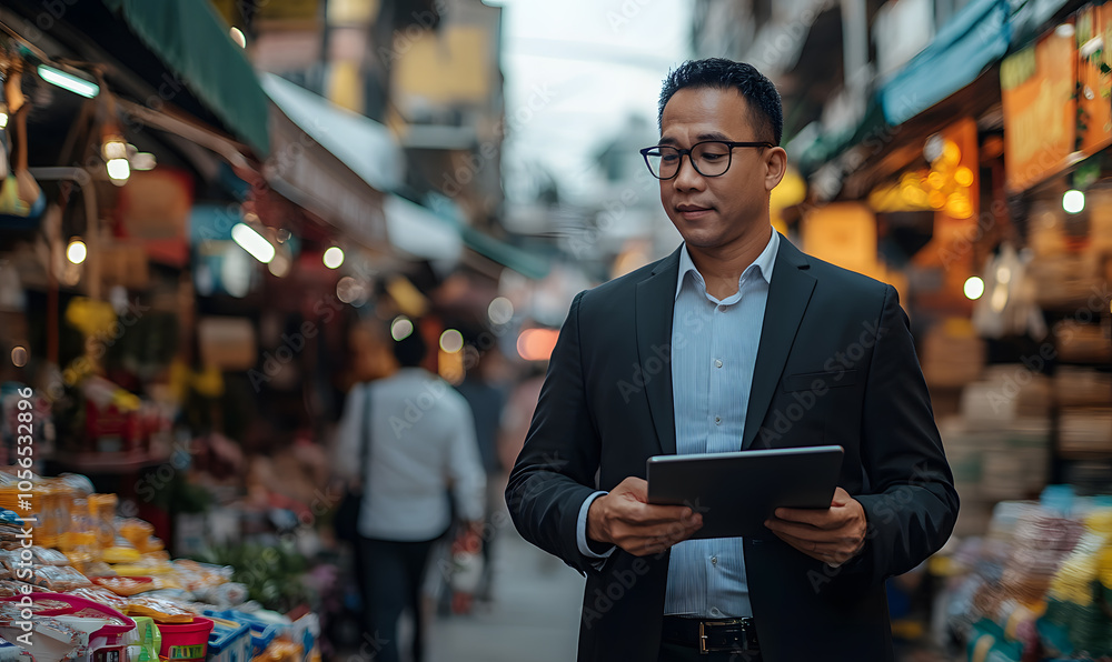 Fototapeta premium Dynamic Business and Investment Scenes: Entrepreneurs Navigating Markets in Modern, Natural, and Luxury Environments