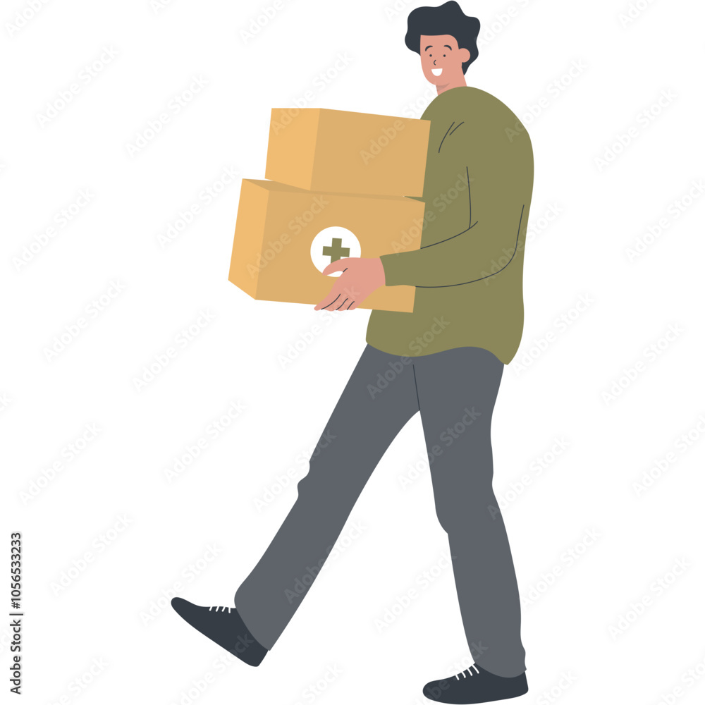 Character People of Volunteers Help with Donation. Vector Illustration in Cartoon Style. Character People of Volunteers Help with Donation. Vector Illustration in Cartoon Style.
