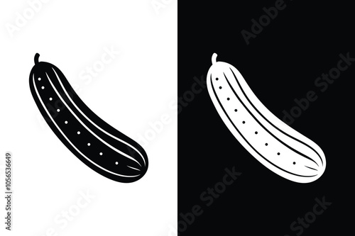 Versatile Cucumber Icon. Minimalist Design on Black and White Background