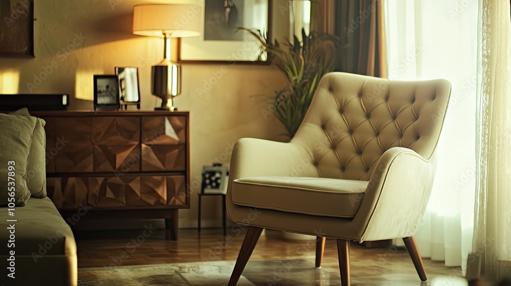Modern Cozy Living Room with Stylish Armchair Modern Cozy Living Room with Stylish Armchair