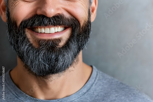 Fototapeta Close up of a bearded man smiling
