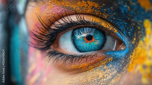 Close-up of a painted eye showcasing artistic expression