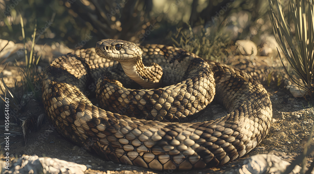Nature’s Predator: A Coiled Rattlesnake Ready to Strike with Deadly Precision Nature’s Predator: A Coiled Rattlesnake Ready to Strike with Deadly Precision