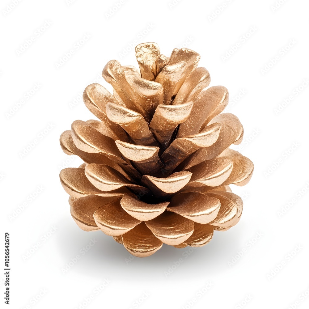 Golden Cedar Pine Cone On Pristine White Background Golden Cedar Pine Cone On Pristine White Background