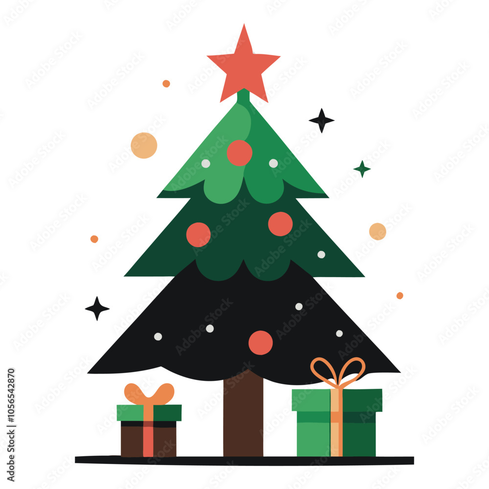 christmas tree vector illustration, Beautifully decorated christmas tree on white background, decorated christmas tree christmas tree vector illustration, Beautifully decorated christmas tree on white background, decorated christmas tree