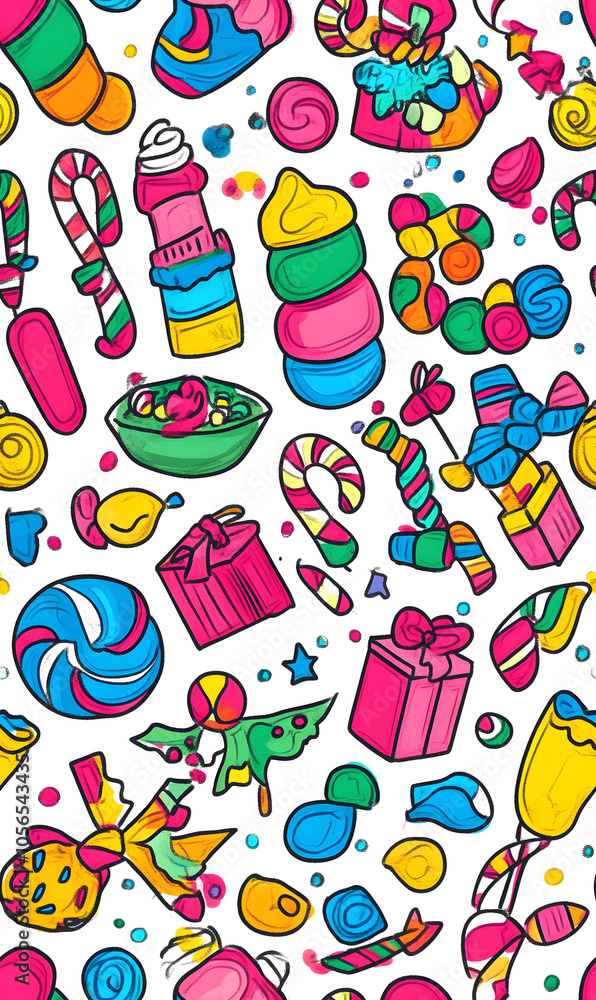 Seamless Pattern Whimsical Christmas and New Year Doodles Featuring Festive Icons, Cozy Winter Scenes, and Seasonal Decorations in Vibrant Colors Seamless Pattern Whimsical Christmas and New Year Doodles Featuring Festive Icons, Cozy Winter Scenes, and Seasonal Decorations in Vibrant Colors