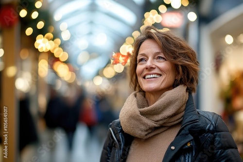 Wallpaper Mural Happy smiling middle aged woman in winter clothes at street Christmas market in Paris	
 Torontodigital.ca