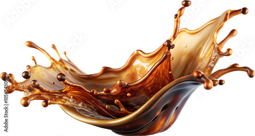 coffee liquid flow splash isolated