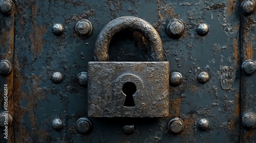 A large, central padlock icon, symbolizing security in a digital system.