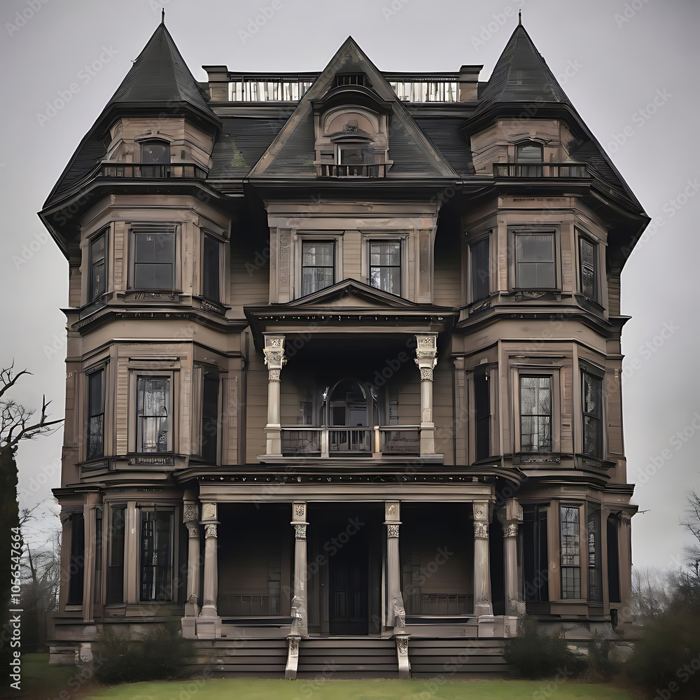 Obraz premium Haunted House 3D drawing Victorian gothic