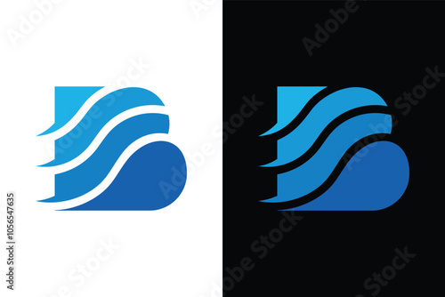 letter B, combination of seawater wave logo design inspiration