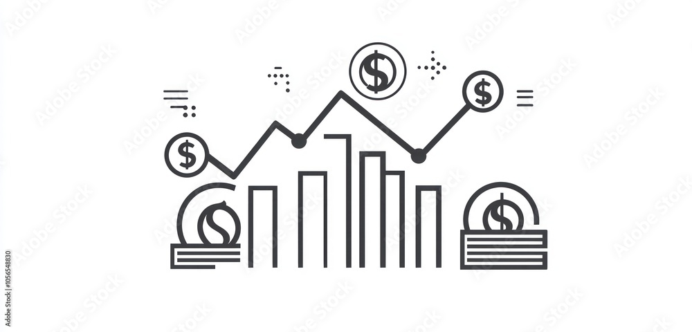 Modern line design icon for income, ideal for financial visualization and analysis. Modern line design icon for income, ideal for financial visualization and analysis.