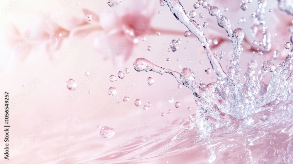 Image of splashing water, water dispersion, pastel pink tone, as a background designed for use in design, advertising and presentation. Image of splashing water, water dispersion, pastel pink tone, as a background designed for use in design, advertising and presentation.