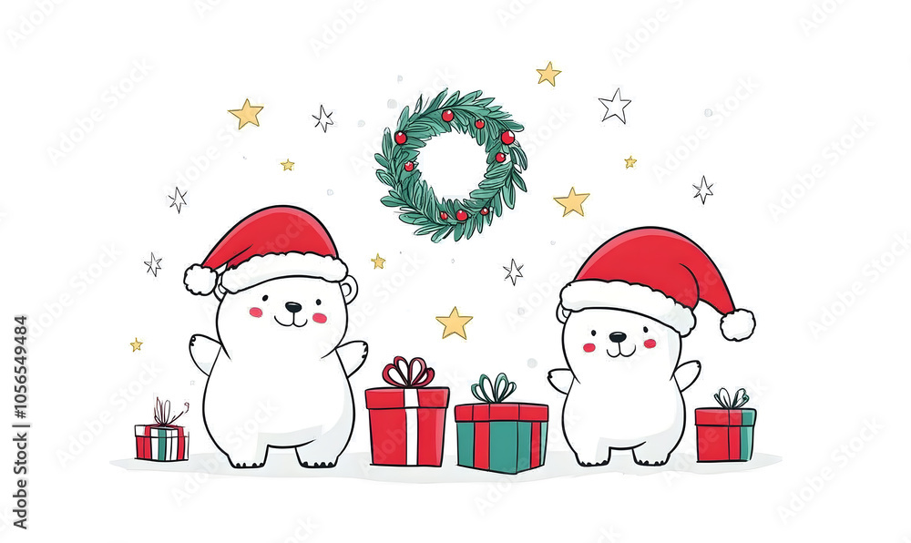Joyful Christmas and New Year Collection: Santa, Festive Animals, Whimsical Decorations, Cozy Holiday Scenes, and Playful Winter Elements on White Background Joyful Christmas and New Year Collection: Santa, Festive Animals, Whimsical Decorations, Cozy Holiday Scenes, and Playful Winter Elements on White Background