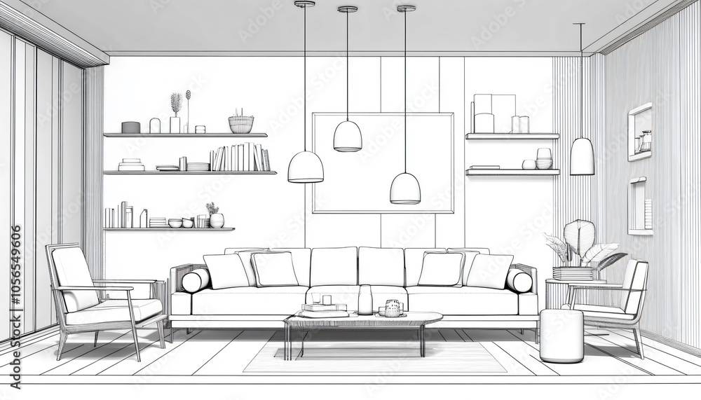 Fototapeta premium Minimalist and unique interior design in the house
