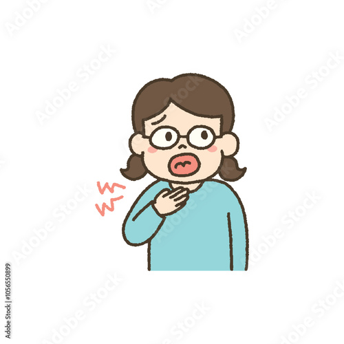風邪をひいて喉が痛い子どものイラスト