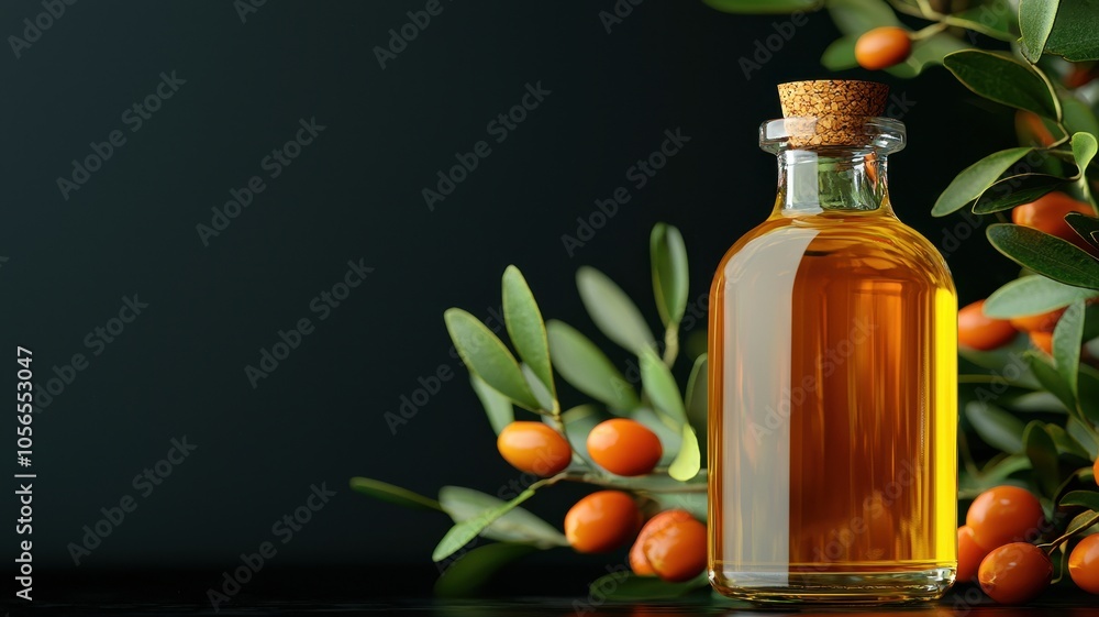 Pure jojoba oil with seeds, rich black background, close-up organic skincare, glossy textures Pure jojoba oil with seeds, rich black background, close-up organic skincare, glossy textures