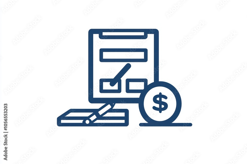 Fiscal duties depicted in a tax line icon, simple and straightforward design. Fiscal duties depicted in a tax line icon, simple and straightforward design.