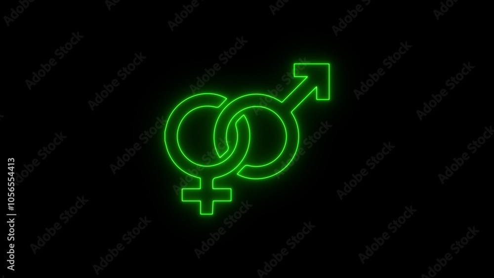 Neon line gender icon on black background. Gender symbol Colorful Male and female gender symbol. Neon line gender icon on black background. Gender symbol Colorful Male and female gender symbol.