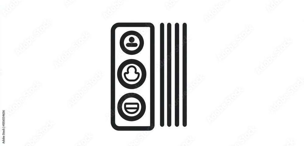 Streamlined symbol for access control, representing entry permission systems. Streamlined symbol for access control, representing entry permission systems.