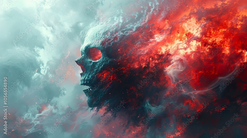 Abstract Skull in Flames: A Digital Art Exploration of the Soul Abstract Skull in Flames: A Digital Art Exploration of the Soul