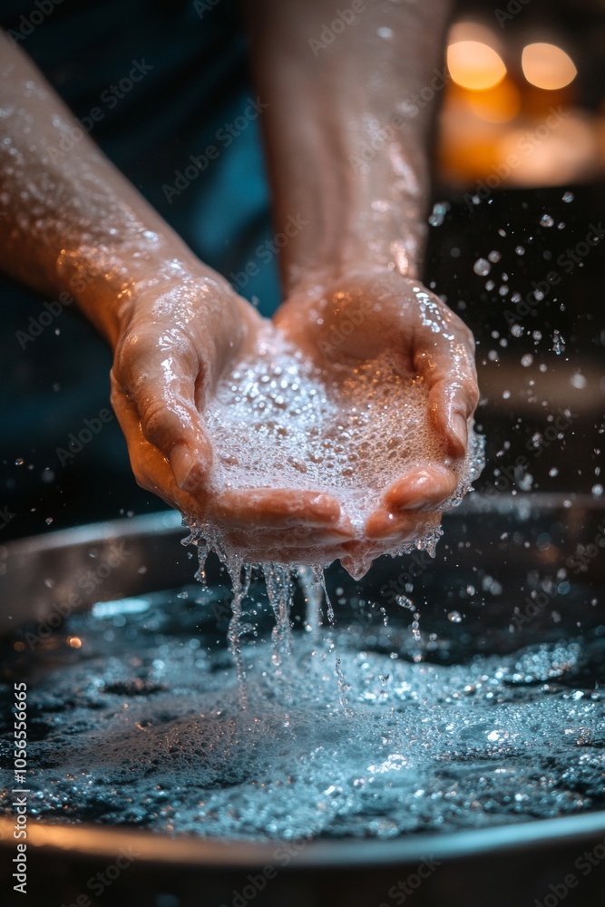 Fototapeta premium Close-Up Shot of Hand Washing with Soap – Perfect for World Health Day and Earth Day Campaigns