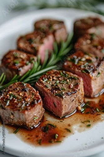 Rosemary and Peppercorn-Crusted Seared Steak Medallions