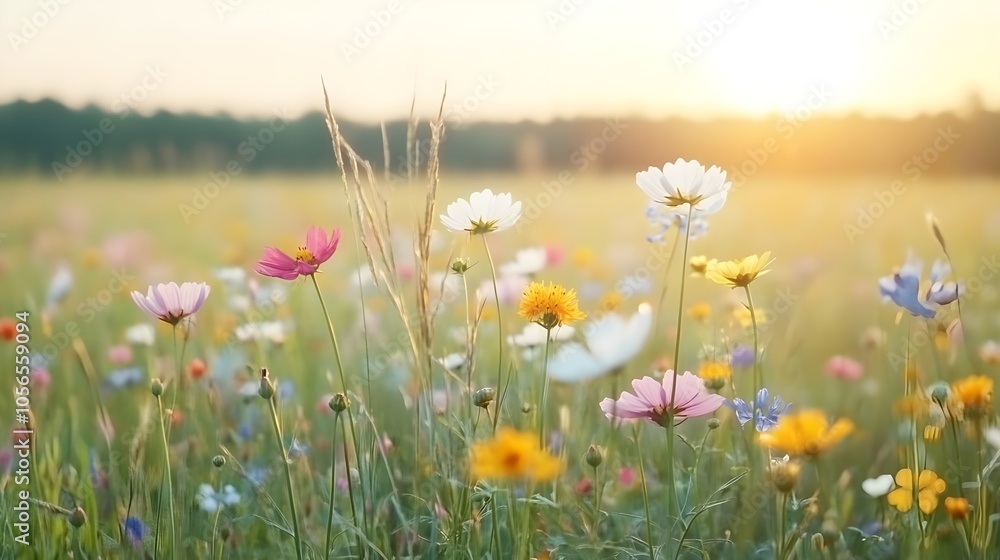 Sunset Wildflowers Meadow Sunset Wildflowers Meadow