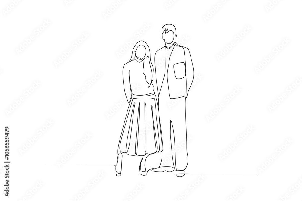 A minimalist line drawing of a couple standing together, emphasizing connection and simplicity. A minimalist line drawing of a couple standing together, emphasizing connection and simplicity.