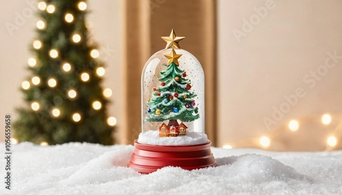 Festive Christmas Tree Snow Globe with Lights