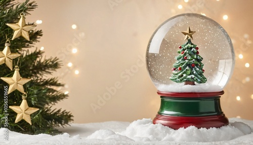 Magical Christmas Snow Globe with Twinkling Lights