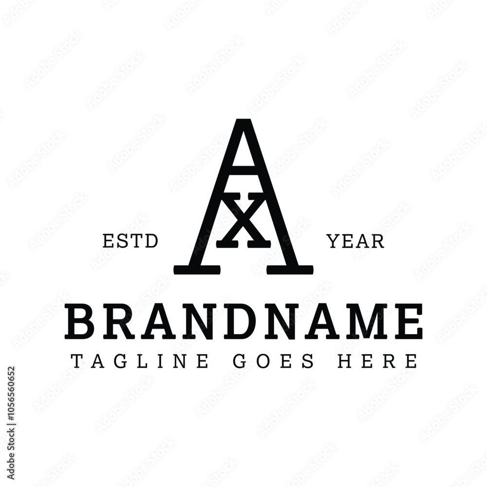 Letters AX Monogram Serif Logo, suitable for any business with AX or XA initials Letters AX Monogram Serif Logo, suitable for any business with AX or XA initials