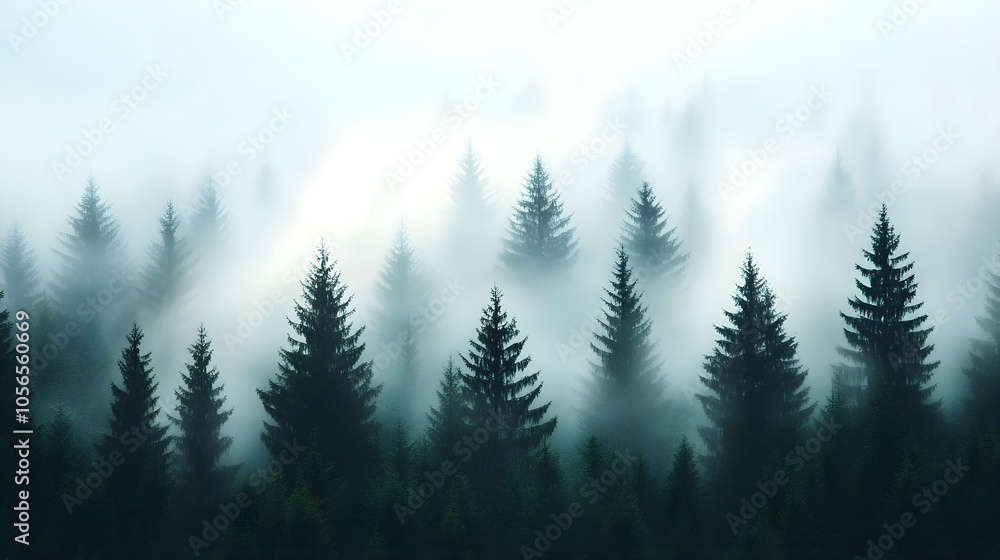 Fototapeta premium Misty Pine Forest
