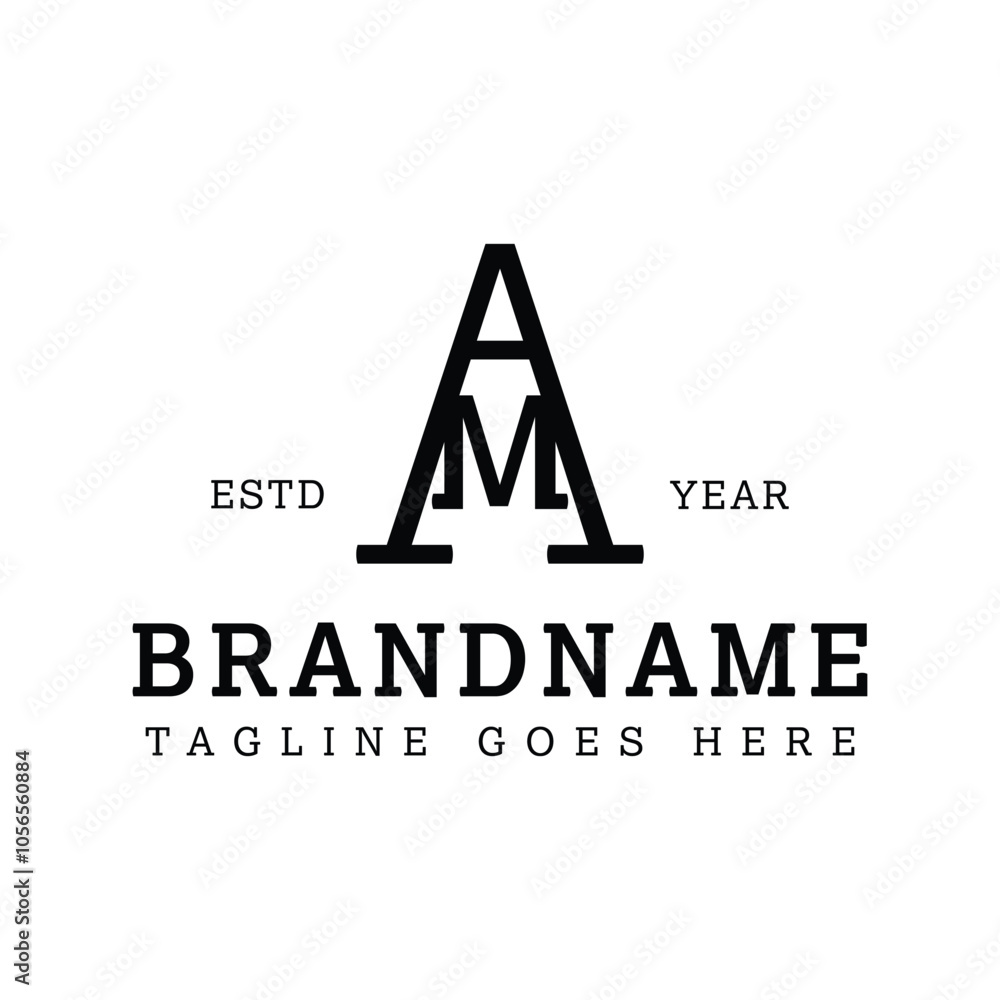 Letters AM Monogram Serif Logo, suitable for any business with AM or MA initials Letters AM Monogram Serif Logo, suitable for any business with AM or MA initials