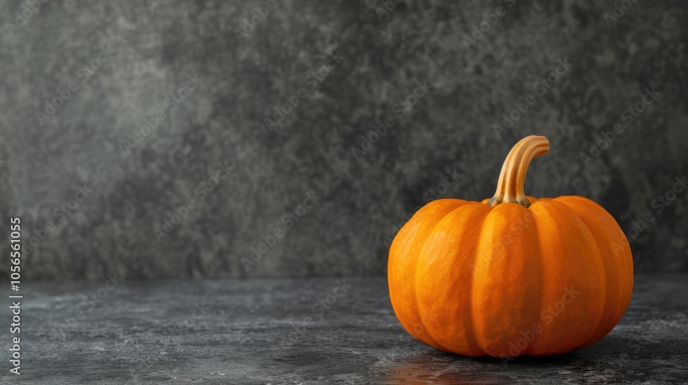 Fresh orange pumpkin on table with room for text Fresh orange pumpkin on table with room for text